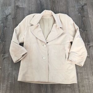 Vintage Juli de Roma Women's Button Front Cream Long Sleeve Coat Made In USA